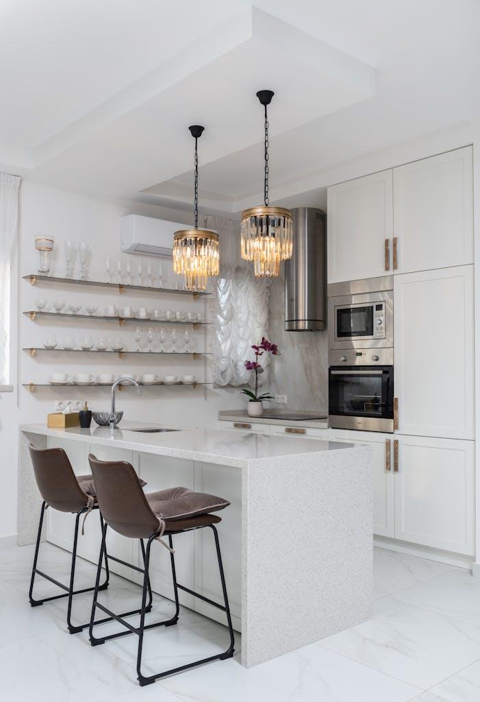 Interior of a Modern Kitchen with Counter